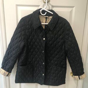 LL Bean Women's Quilted Jacket- Black with plaid lining- Size L Petite